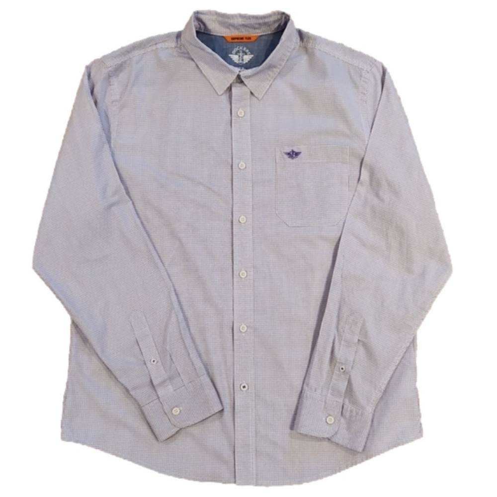 3/$20 Dockers Supreme Flex White & Purple Button-Up Shirt